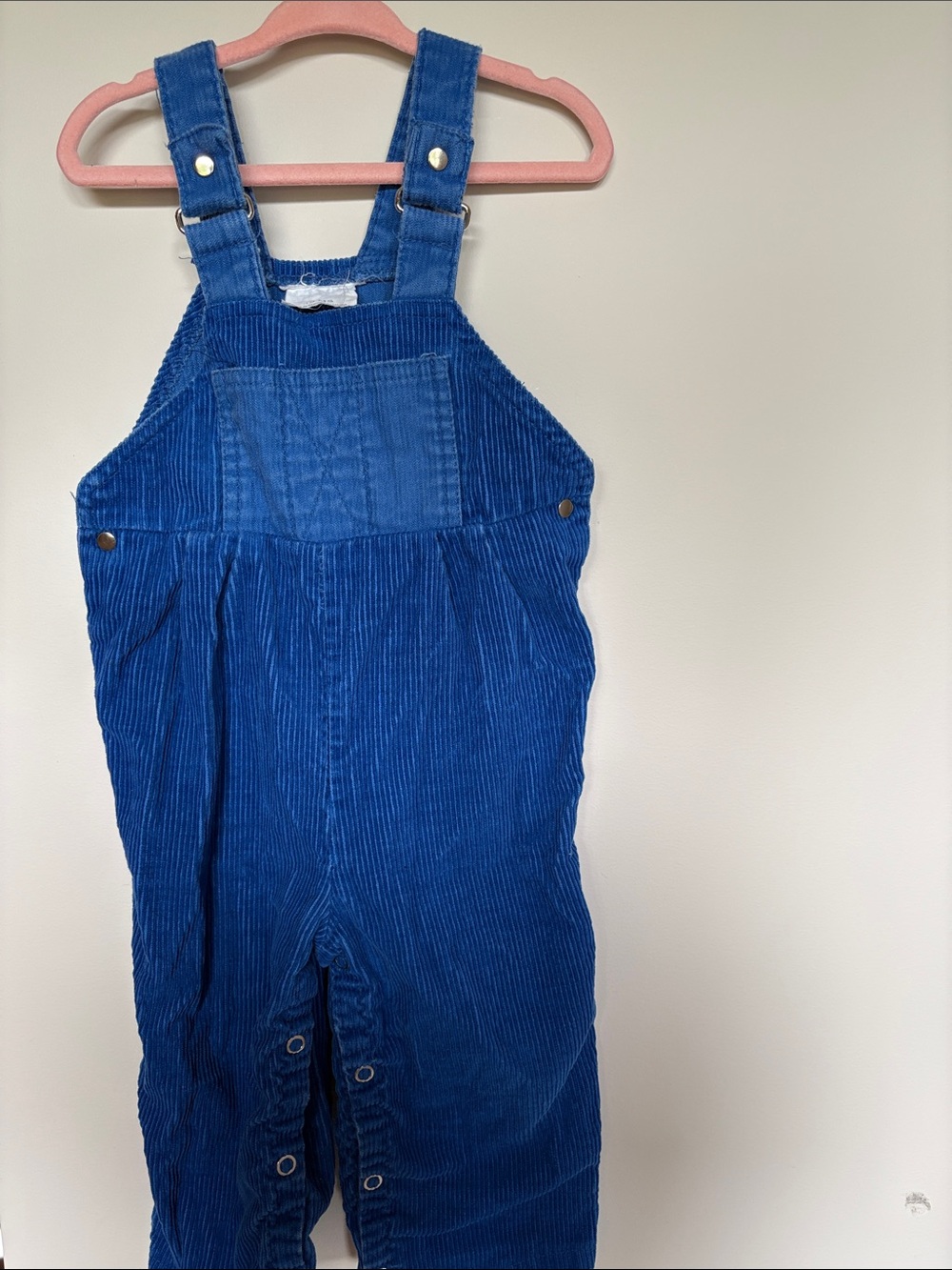 Vintage Blue Corduroy Toddler 18mo Overalls Romper Adjustable Straps